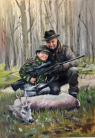 Apa-fia vadászat, olajportré
